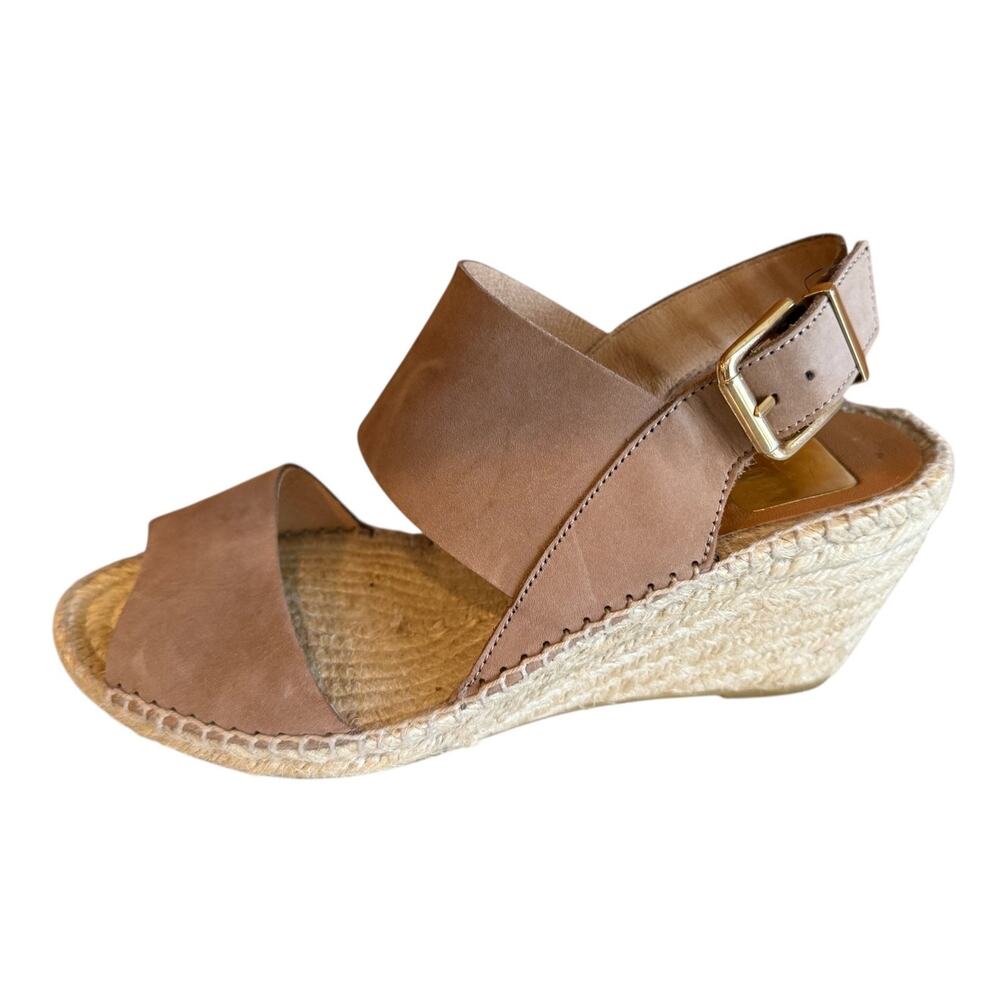 Kanna Espadrille Low Platform Wedge Sandals Tan Suede 7.5